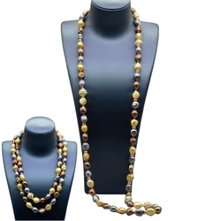 Pearl Long Necklace Natural Pearl Gold Plated Accessories Color Double Layer Necklace Boho Ladies Sweater Chain Mother Gift