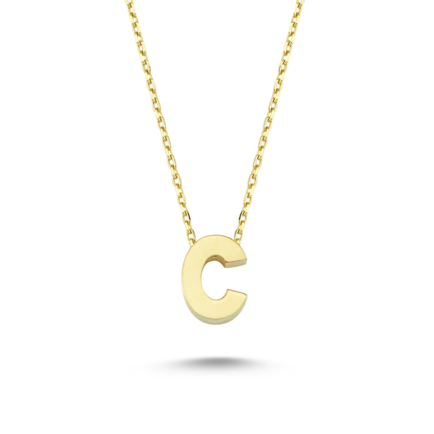 

14K Pure Gold Minimalist Alphabet Initial Letter Necklace. 7 mm diameter 45 cm chain length