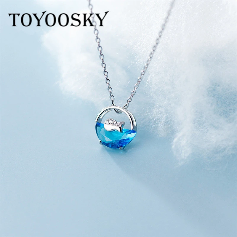 

925 Sterling Silver Zircon Fish Pendant Choker Necklace For Fashion Girl Daughter Ocean Elements Fine Jewelry Cute Accessories
