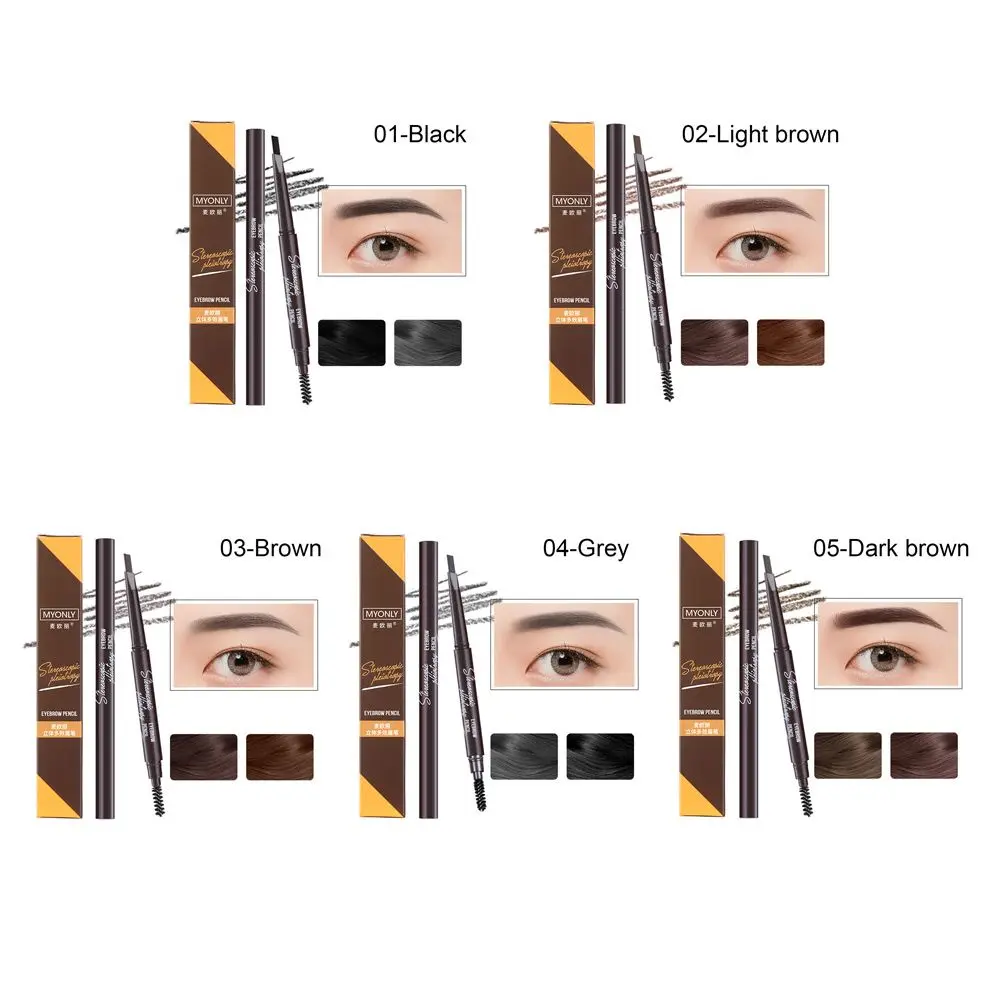 Mode triangulaire débutants imperméable Double tête crayon à sourcils stylo à sourcils brosse à sourcils tridimensionnelle