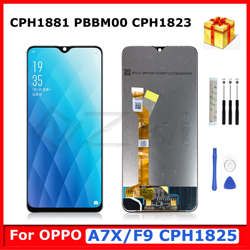 

6.3" Tested Display For Oppo F9 A7X LCD With Frame Full Glass Touch Screen CPH1823 Digitizer Assembly Replacement Repair Tools