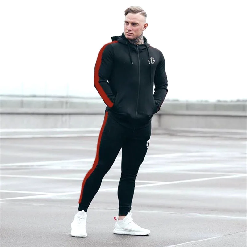 2023 primavera nuovi uomini felpe con cappuccio + pantaloni set due pezzi felpe tuta da corsa palestre maschili Fitness top pantaloni jogging tute