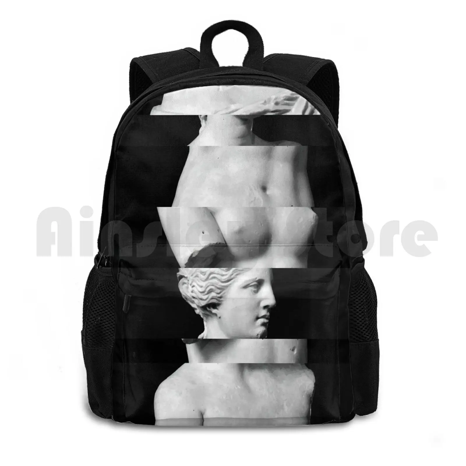 Venus Outdoor Hiking Backpack Waterproof Camping Travel Venus Samotracia Greek Roman History Swag Black White Sculture Marmol