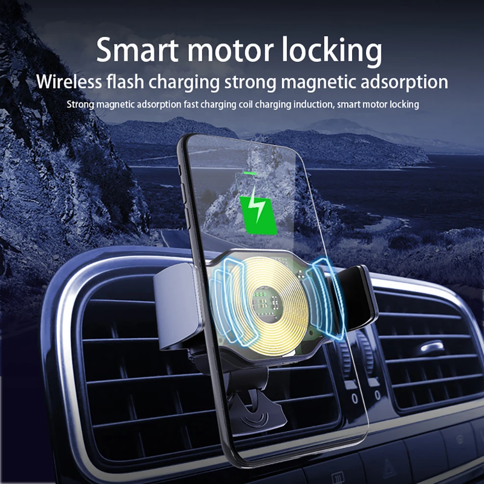 15W Wireless Car Charger Holder For iPhone 12 11 Pro Max Samsung S21 Xiaomi Air Vent Mount Holder Car Phone Fast Charger Stand