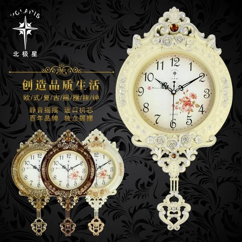 Vintage Round Wall Clock for Living Room, Retro Antique Pendulum, Home Decoratiobn Modern Design Wall Watches