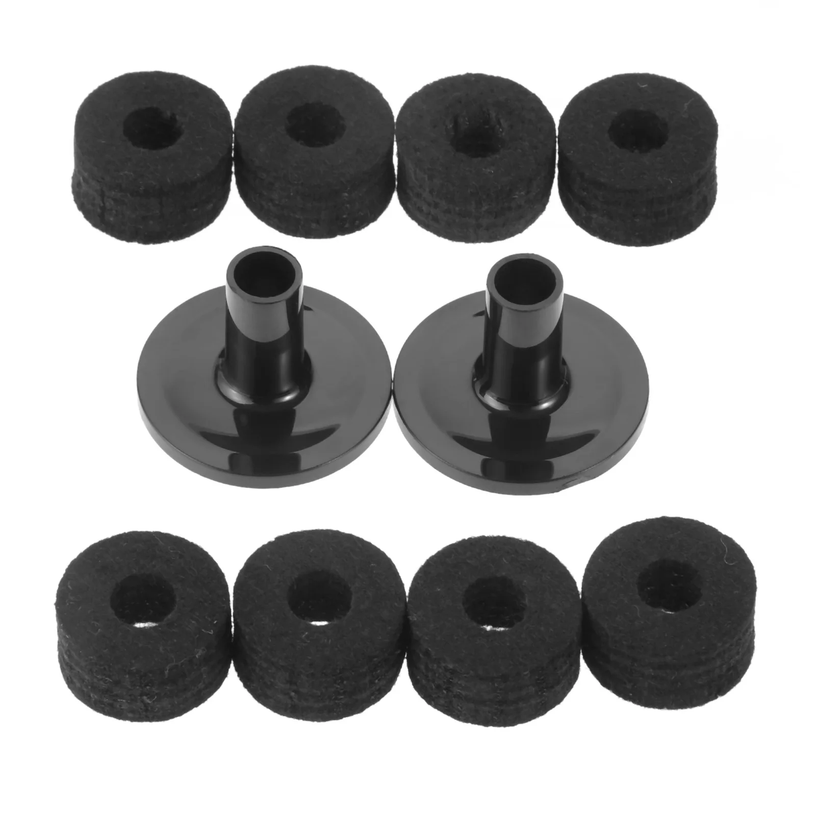 8Pcs Cymbal Stand 25mm Felt Washer + 2Pcs Cymbal Sleeves Replacement for Shelf Drum Kit