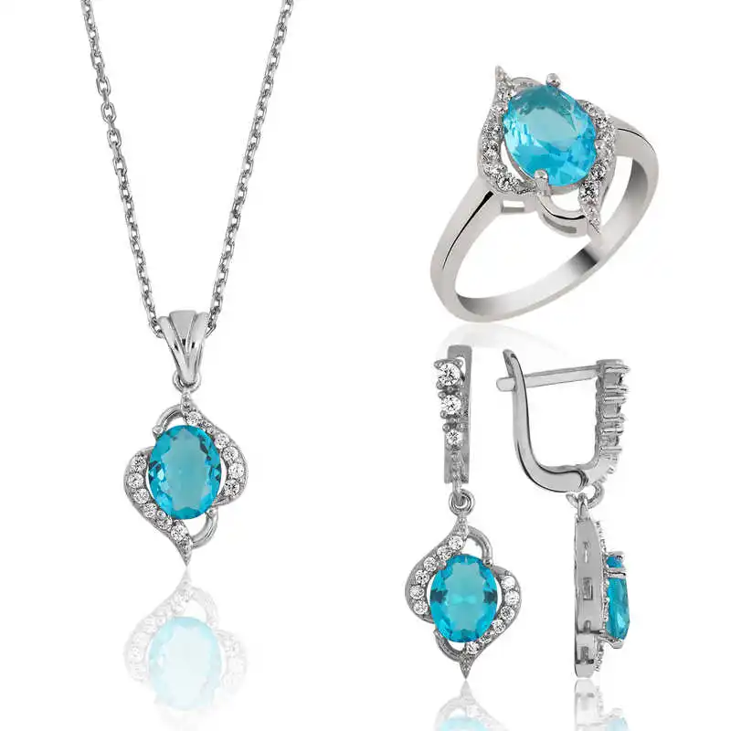 Silver Blue Stone Women 'S Set