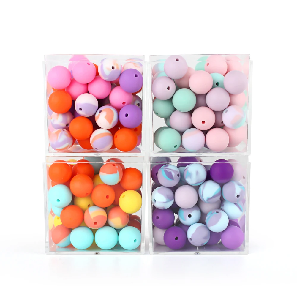 Silicone Loose Baby Bead 15mm 20pcs DIY Chewable Food Grade Infant Leopard Print Round Ball Baby Teething Bead Rodent Teether