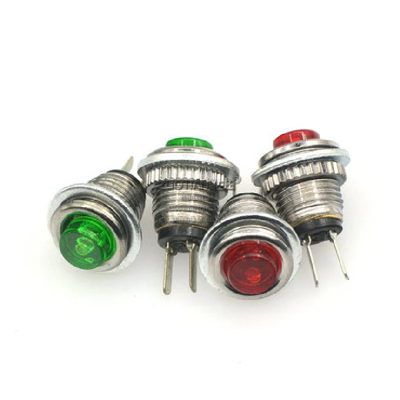 2/5Pcs DS-101สวิทช์ Micro ปุ่มสวิทช์รอบ Lockless Momentary ปุ่มสีแดงสีเขียว2Pin