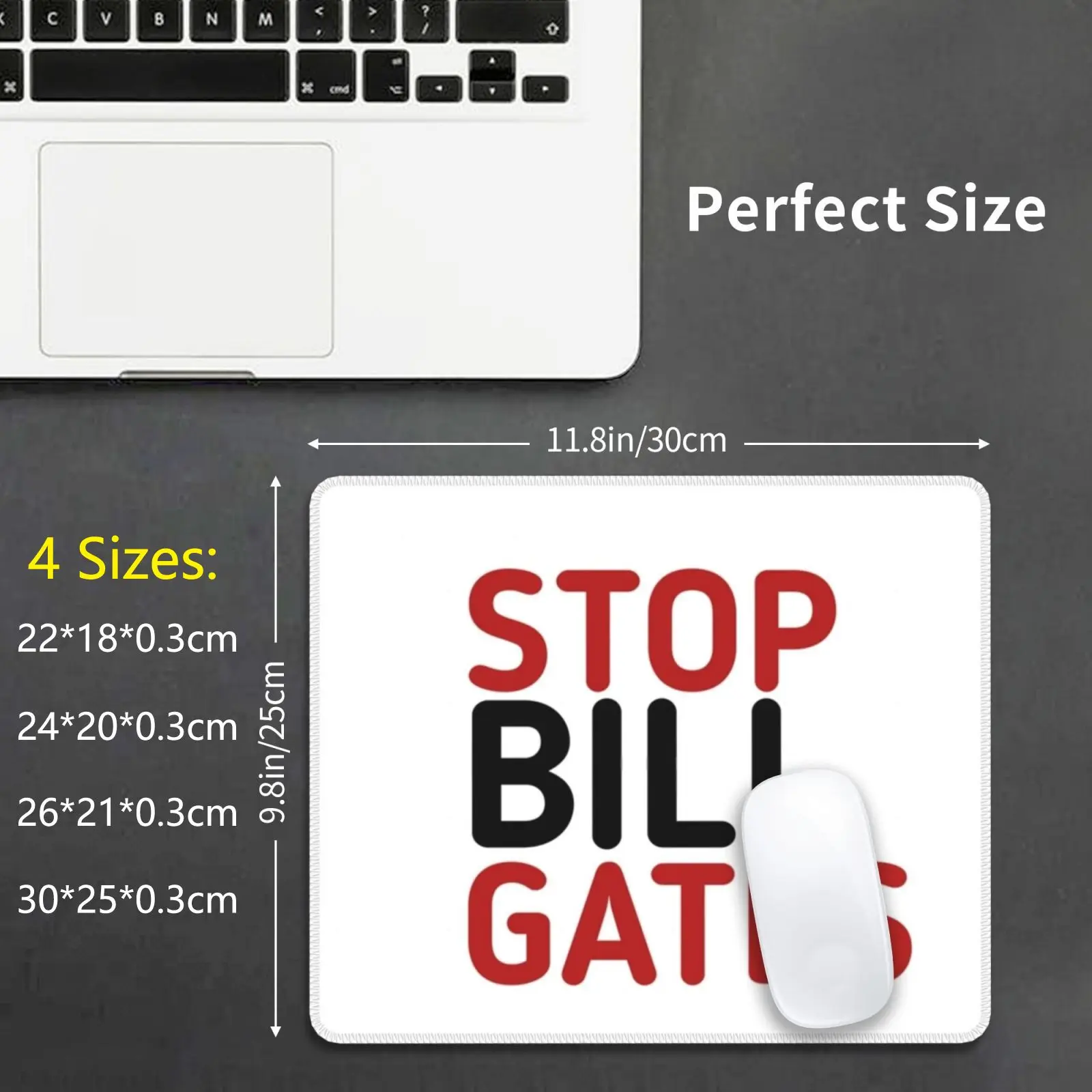 Stop Bill Gates Mouse Pad DIY Print Stop Bill Gates Humanity Mankind Save World Earth