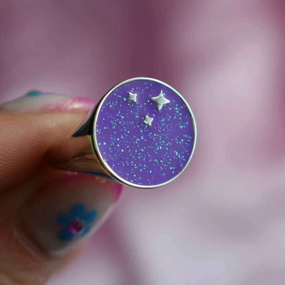 New Ins Creative Purple Starry Ring Vintage Drop Oil Geometric Round Star Rings For Women Girls Fashion Jewelry Gift