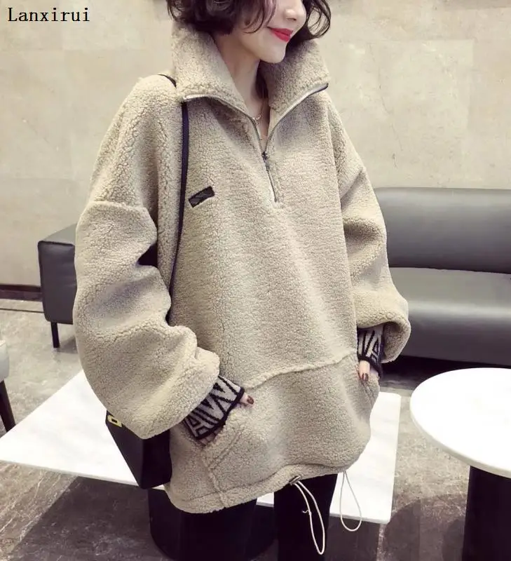 Women Fleece Hoodie Sweatshirts Winter Japanese Fashion Women's 2020 Autumn New Plaid Coat Thicken Women sweatshirts jacket