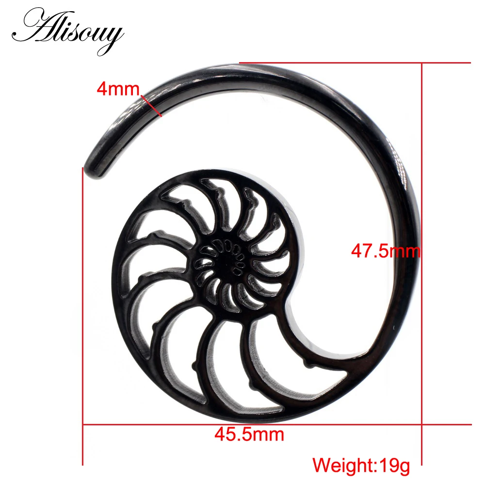 Alisouy 1PC Stainless Steel Hollow Spiral Snail Helix Ear Weights Expander Stretcher Plugs Gauge Earring Body Piercing Jewelry