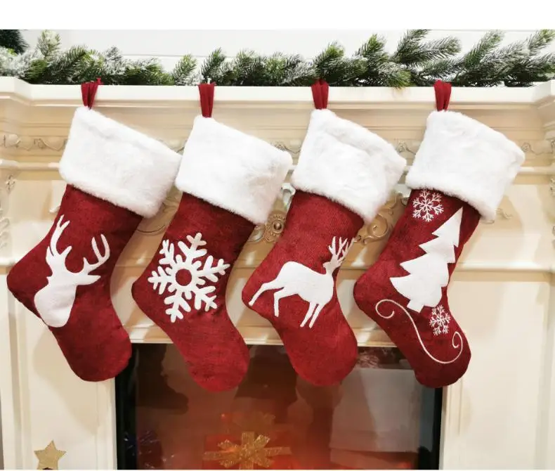 

4 style Christmas Stockings Christmas Trees Ornament Party Decorations Santa Christmas Stocking Candy Socks Bags Xmas Bag SN3183