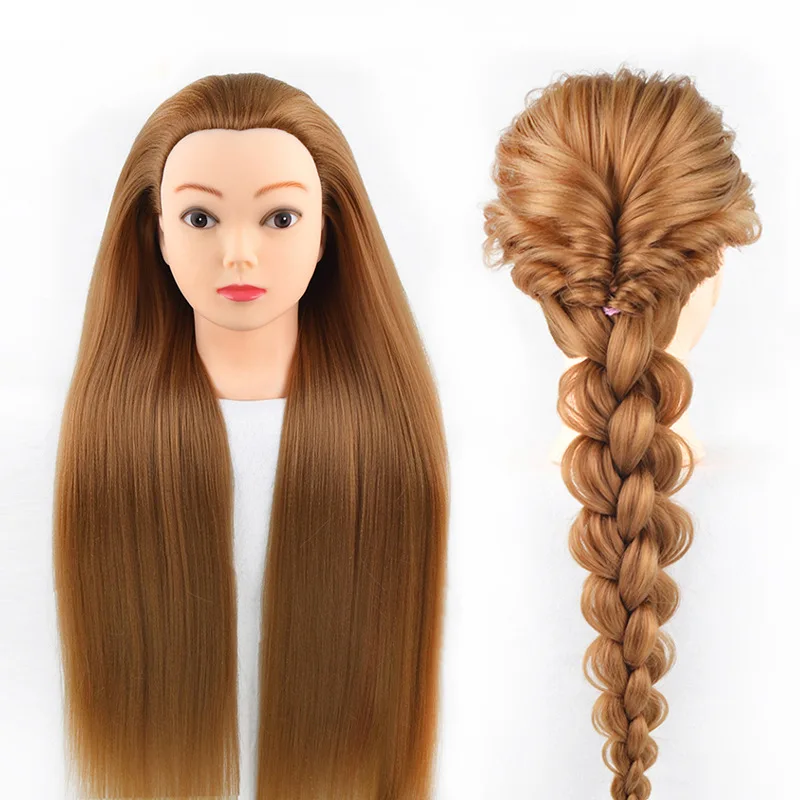 Weibliche Mannequin köpfe mit synthetischem Haar für das Haar training Styling Solon Friseur Dummy Puppen köpfe für Übungs frisur