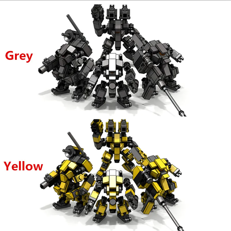 4 Types Yellow Grey DIY STEM MOC Mecha Antenna Model Small Particle Building Blocks 4Types Educational Toy Set For Kids Gifts