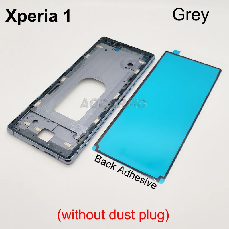 Aocarmo untuk Sony Xperia 1 / J9110 / XZ4 Tengah Bingkai Chassis Logam Bezel Plate Bracket Panel dengan Perekat Stiker