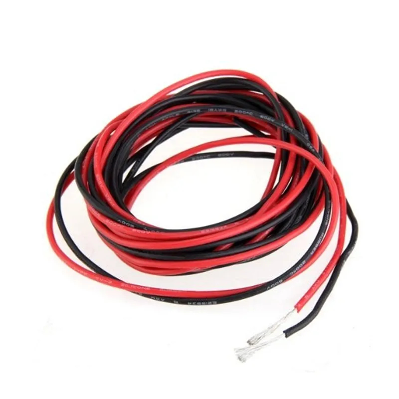 Hot Sell 2x 3M 1618 20 22 24 26  28 30 AWG Gauge Silicone Rubber Wire Flexible Cable Red and Black Color