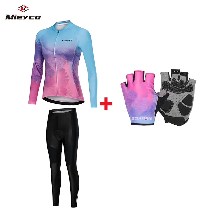 Pro Team Cycling Clothing Women Long Sleeve Bicycle Jersey Set Sport MTB Wear Quick Dry Road Bike Jersey 2023 Female Riding Suit