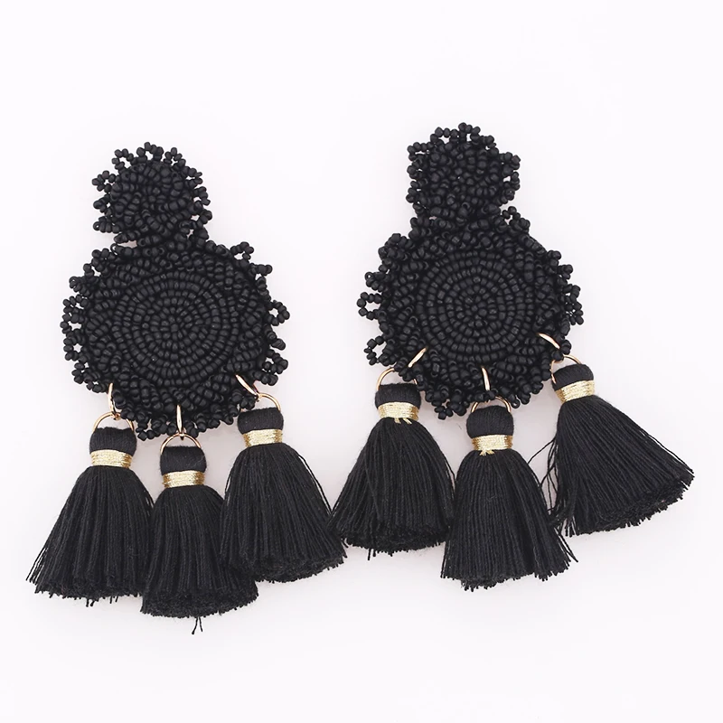 Big Tassel Beads Earrings For Women Bohemian Earrings Big Dangle Drop Earrings 2020 Brincos Female Fashion Jewelry Party Gifts