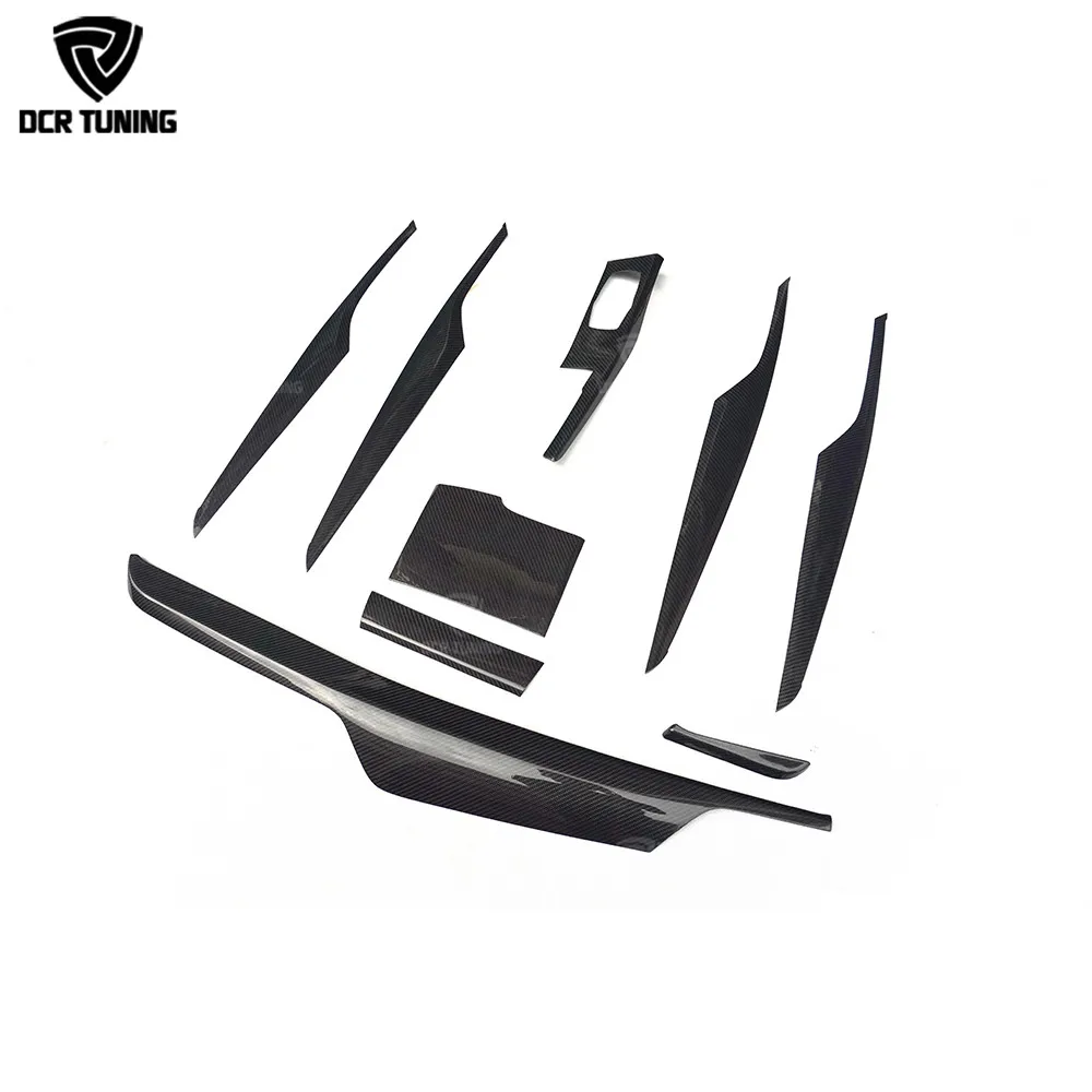 Voor BMW 5 Serie G30 G38 Koolstofvezel Interieur Trim Cover 9 stks/set Glanzend Zwart Carbon Trim 2017 + Alleen linksgestuurde