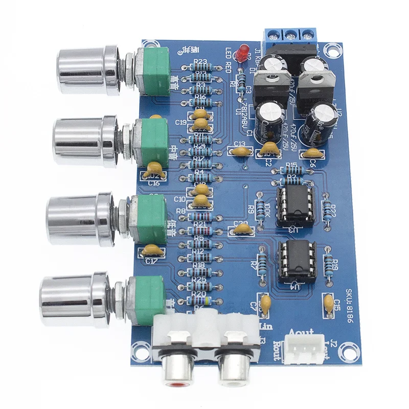 XH-M164 NE5532 Preamplifier Stereo Pra-amp Audio Papan Nada 4 Saluran Modul Amplifier 4CH CH Sirkuit Kontrol Preamp Telepon