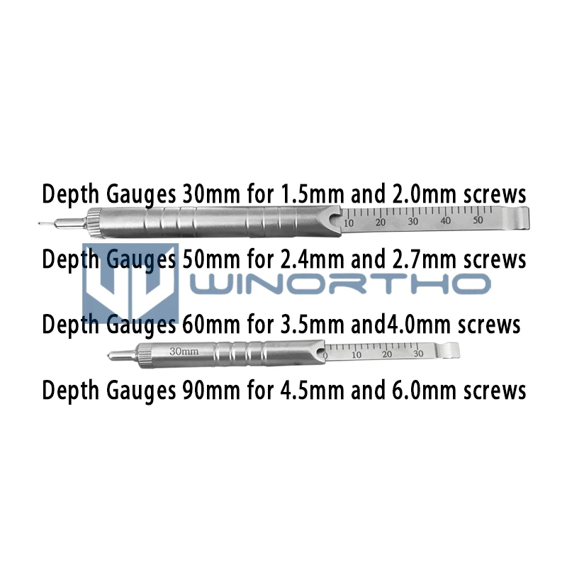 Depth Gauge 30/40/50/60/90mm vetereinary orthopedic instruments implants bone screws plates pet animals tools locking plate