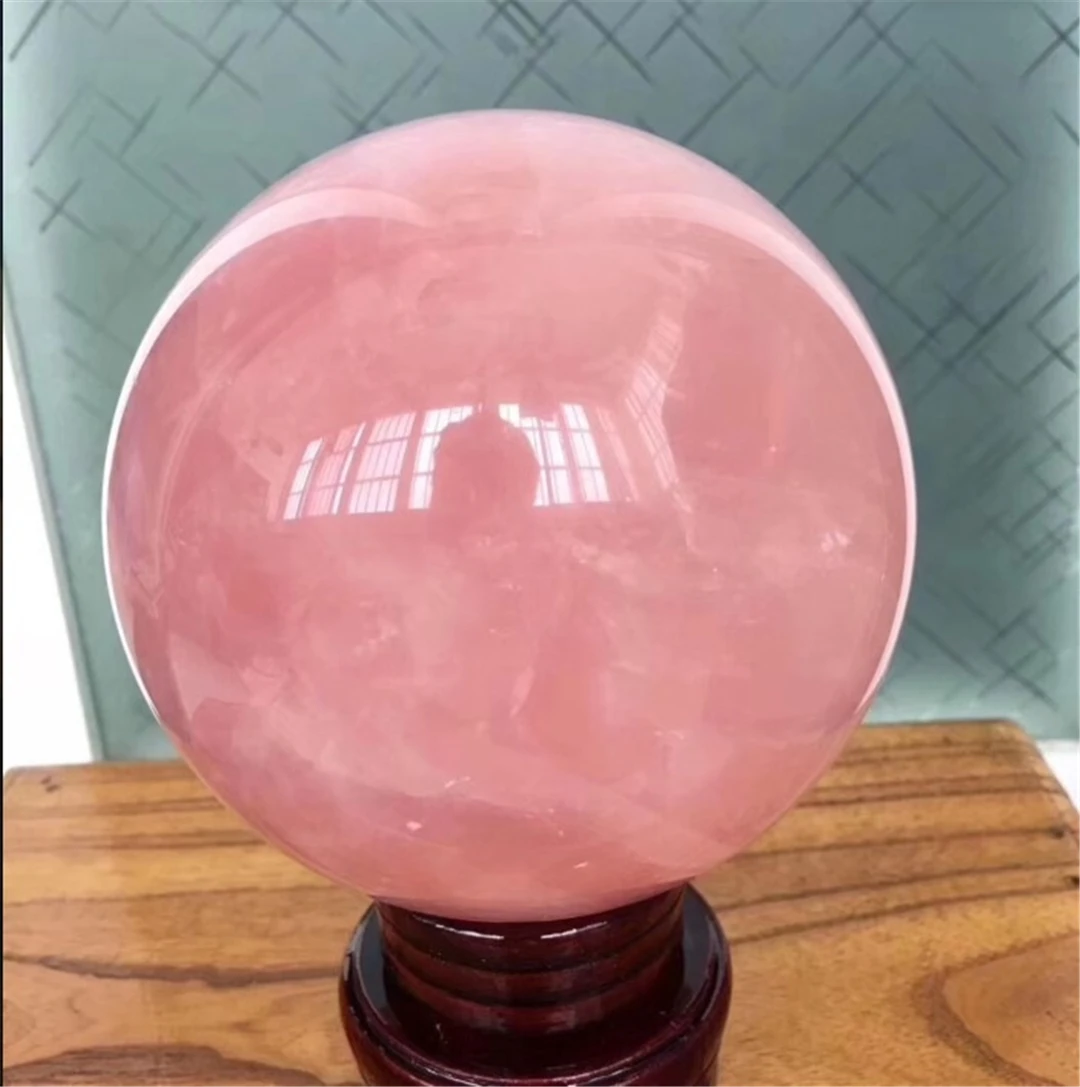 1kg Natural Quartz Rose Jewelry Pink Crystal Ball Crafts Lucky Symbols Ornament Reiki Sphere Desk Decor For Furniture Wife Gift