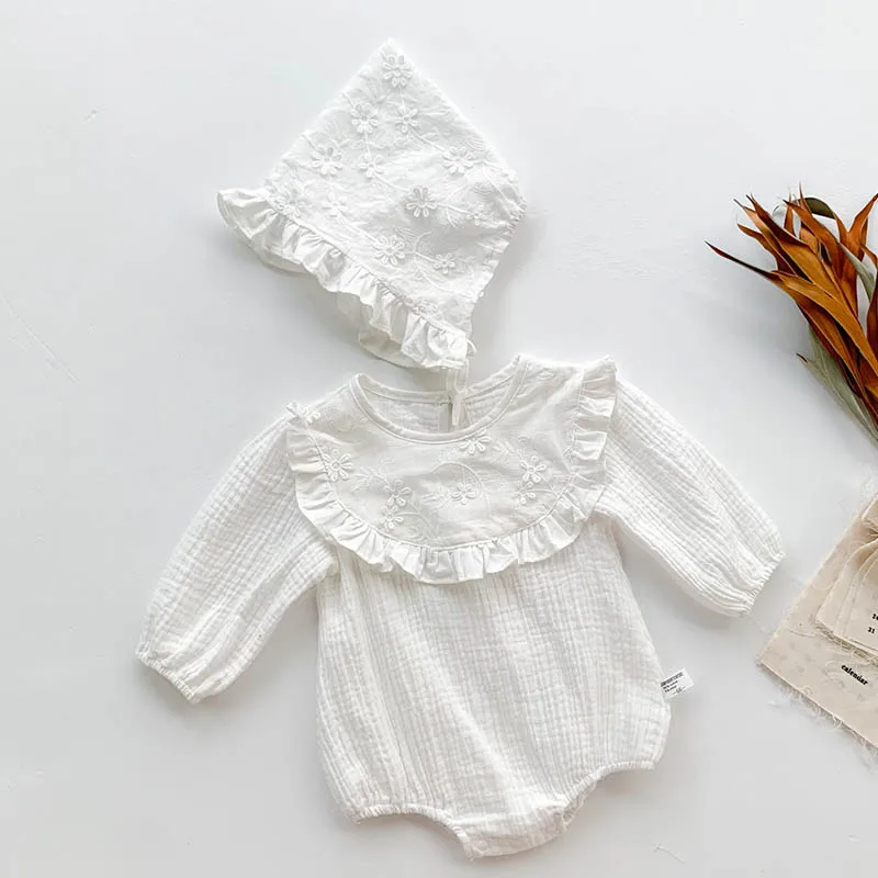 

Spring Autumn Baby Girls Clothes Suit Infant Baby Girls Cotton Long Sleeve Embroidery Bodysuits Newborn Baby Girls Jumpsuit