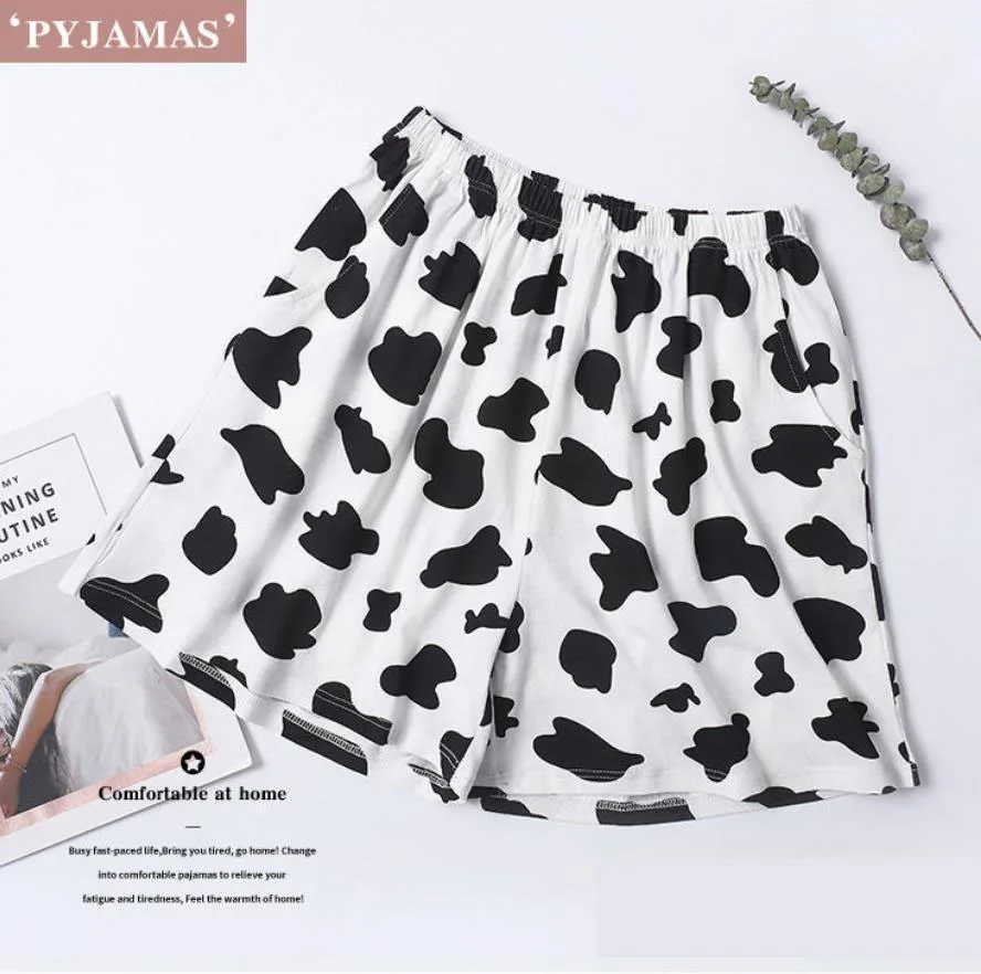 Cow Home Wear Soft Comfort Unisex Full-Length Sleep Pants Lounge At Home Pants Women Spring Summer Cotton Pajamas Sleep Bottoms_ecoleips.com