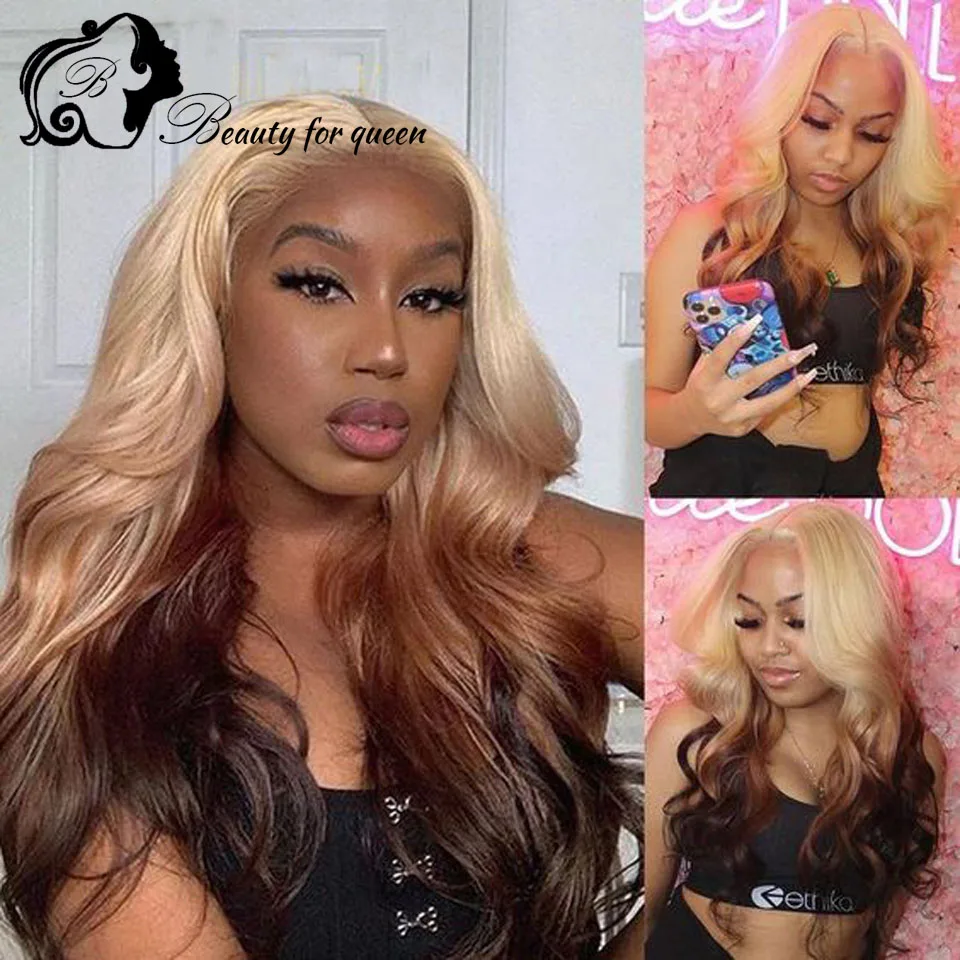 Perruque Lace Front Wig 613 naturelle brésilienne, cheveux humains, 13x4, transparente HD, pre-plucked, pour femmes, 150%