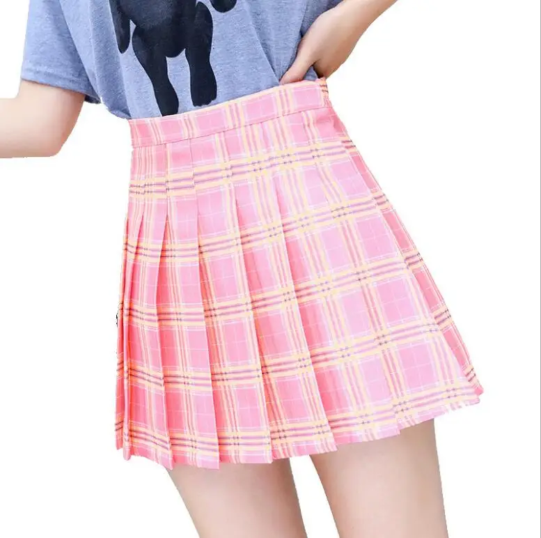 College style summer pleated Korean high waist skirt women