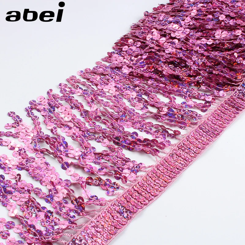 16cm Width 2yards Sequins Paillette Tassel Lace DIY Dance Dress Wedding Party Suits Apparel Sewing Fabric Trims