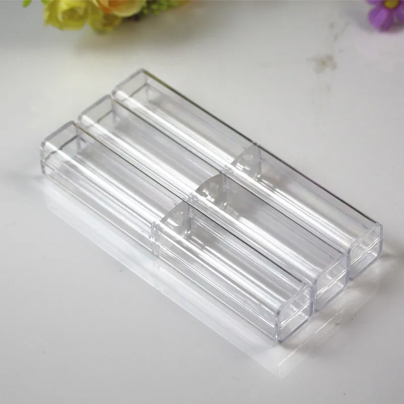 1pc Transparent Plastic Rectangular Pen Box Woman Makeup Pencil Tool Crystal Rhinestone Box Gift Package