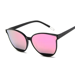 Gafas de sol Retro con espejo para mujer, anteojos de sol femeninos con diseño de marca, de lujo, Estilo Vintage, Ojo de gato, color negro, UV400