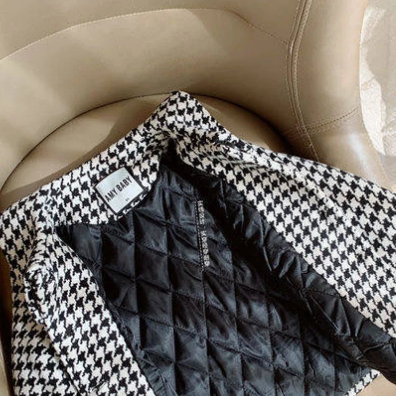 Baby Girl Woolen Jacket Plaid Lattice Warm Infant Toddle Lapel Tweed Coat Winter Autumn Spring Baby Windbreaker Overcoat Clothes