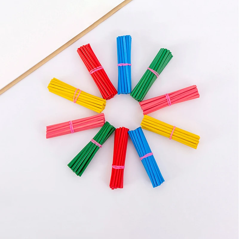 100pcs Colorful Bamboo Counting Sticks Mathematics Teaching Aids Counting Rod Kids Preschool Math Learning Toys for Children