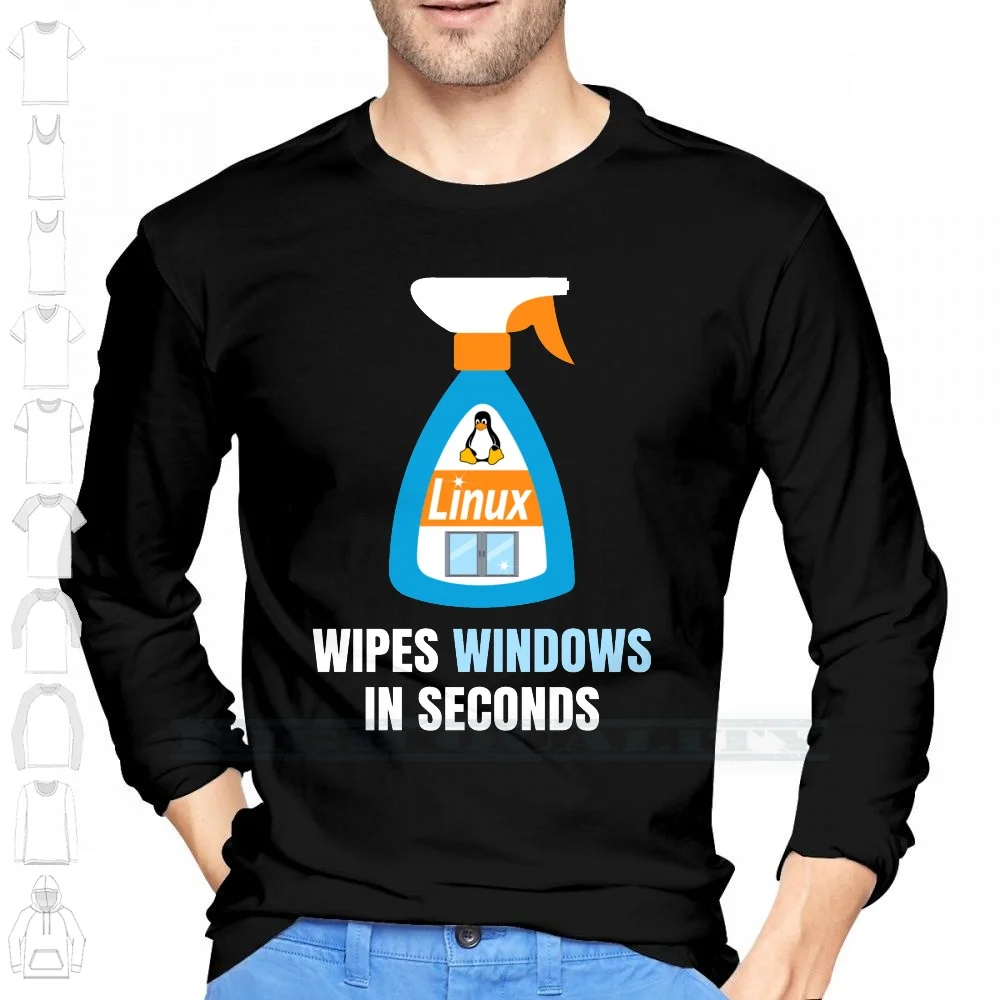 Funny Linux Windows Cleaner 100% Cotton T Shirt Funny Linux Gnu Ubuntu Debian Arch Fedora Tux Programmer Programming Developer