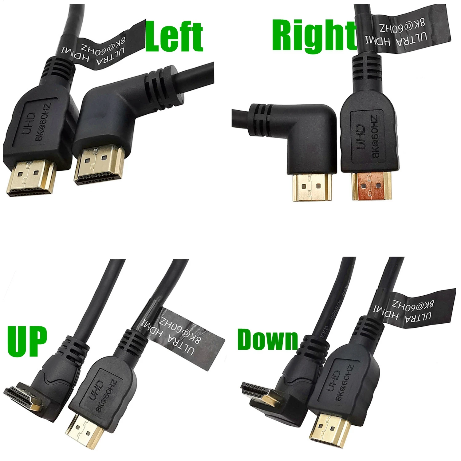 8K 60HZ  Up & Down & Left & Right Angled 90 degree Male 2.1 A Male to HDMI-compatible v2.1 HD extension Cable  2.1v angle cable