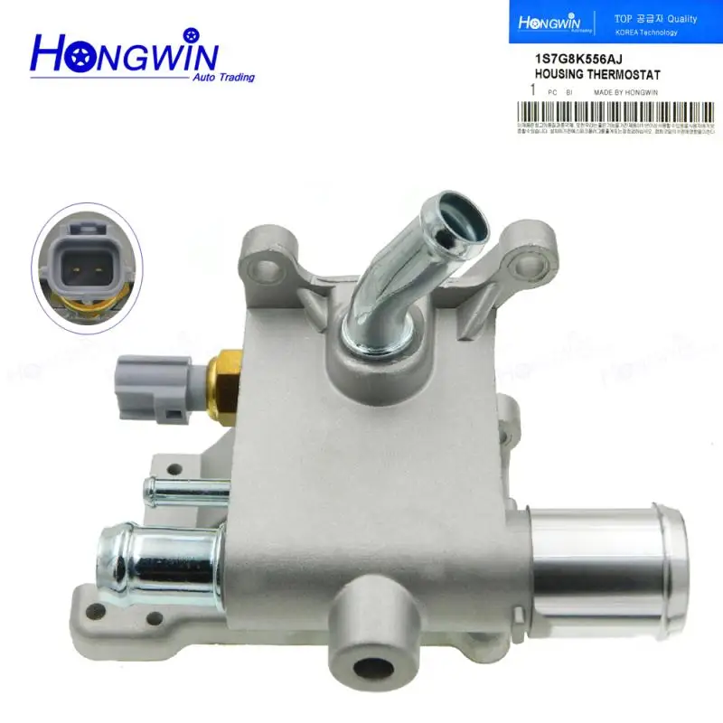 Water Outlet Engine Coolant Thermostat Housing + Sensor For Mazda 3 5 7 LF011517Z LF01-1517Z 1S7G8K556AJ 1S7G-8K556-AJ