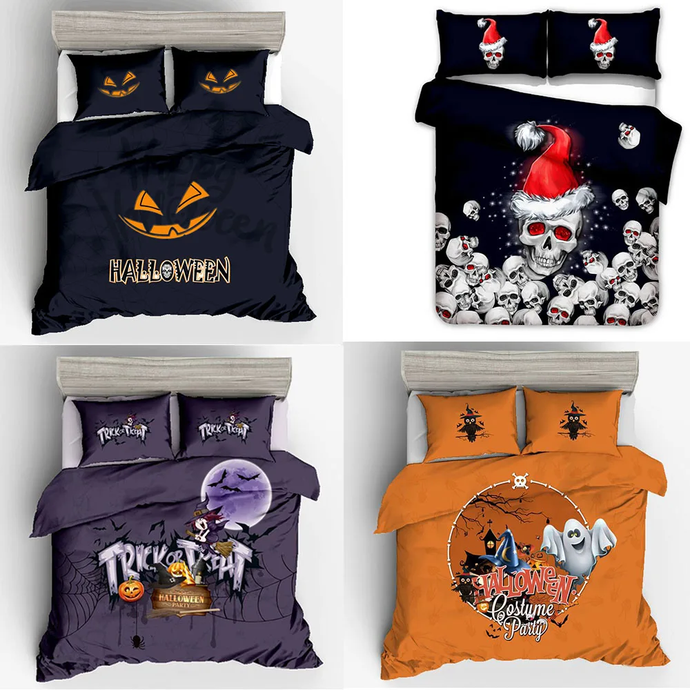 Lovely Cartoon Halloween Pumpkin Lamp Printed 3d Bedding Set Bedclothes Duvet Cover Set Pillowcase Queen King Size