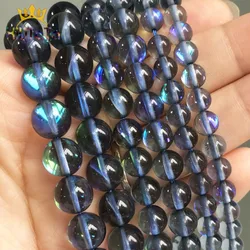 Gray Austria Crystal Glitter Moonstone Beads Round Loose Spacer Beads For Jewelry Making DIY Chrams Necklace Bracelet 6/8/10mm