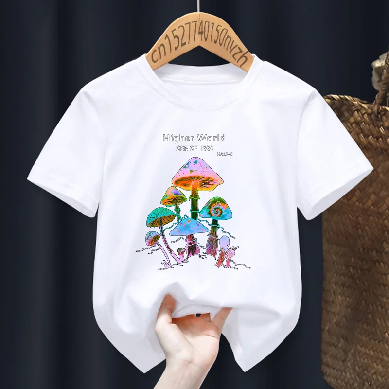 Higher World Senseless Funny Mushroom Women T-shirt Girl Black 90S Harajuku Y2K Kawaii T shirt Female Summer Clothes,Drop Ship