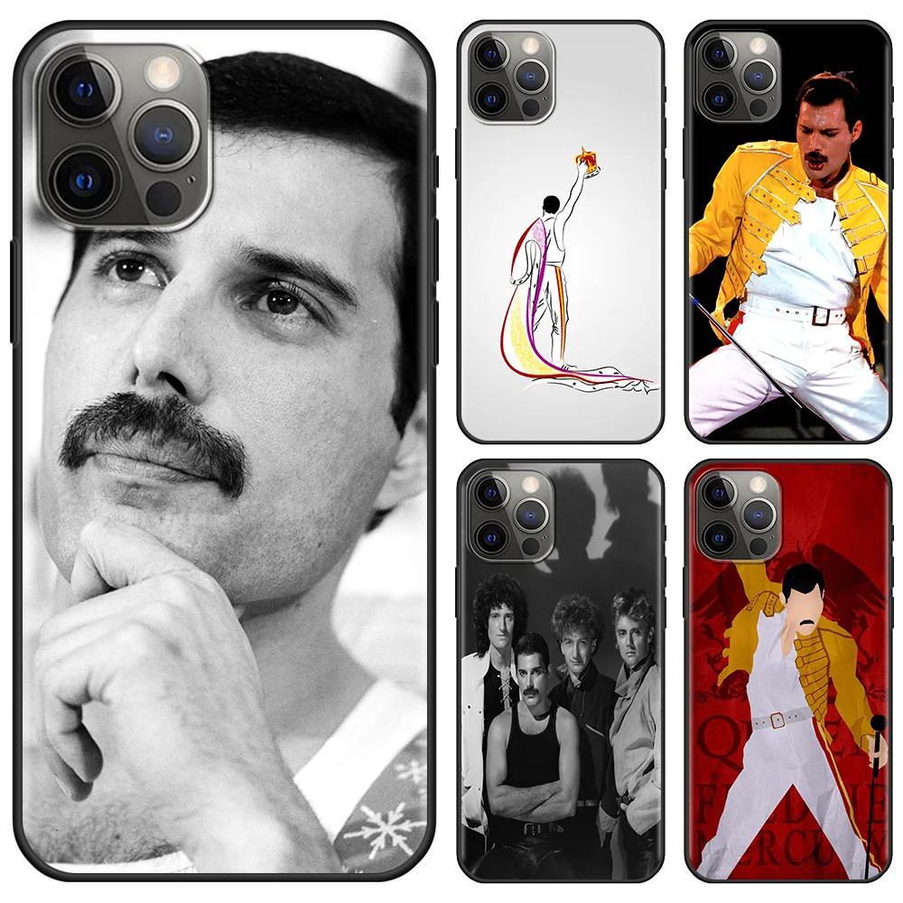 Cellphone Cover For iPhone 15 14 12 Mini 11 Pro X XS Max XR 8 7 Plus Black TPU Fundas Silicone Capa Queen Freddie Mercury