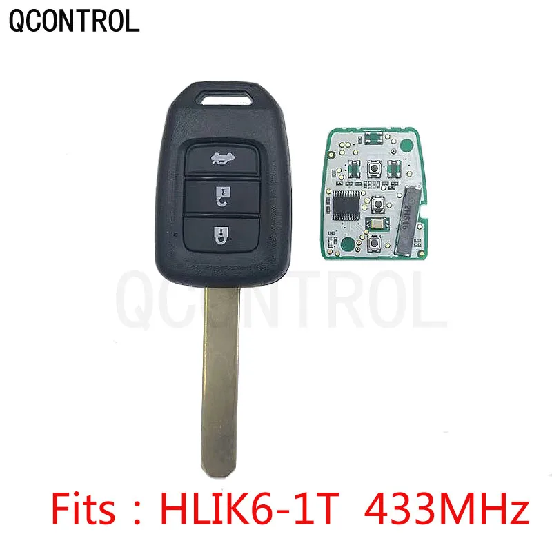 QCONTROL 2/3 Buttons Car Remote Key Fob for Honda HLIK6-1T Civic Accord City CR-V Jazz XR-V Vezel HR-V FRV Car Lock 433Mhz