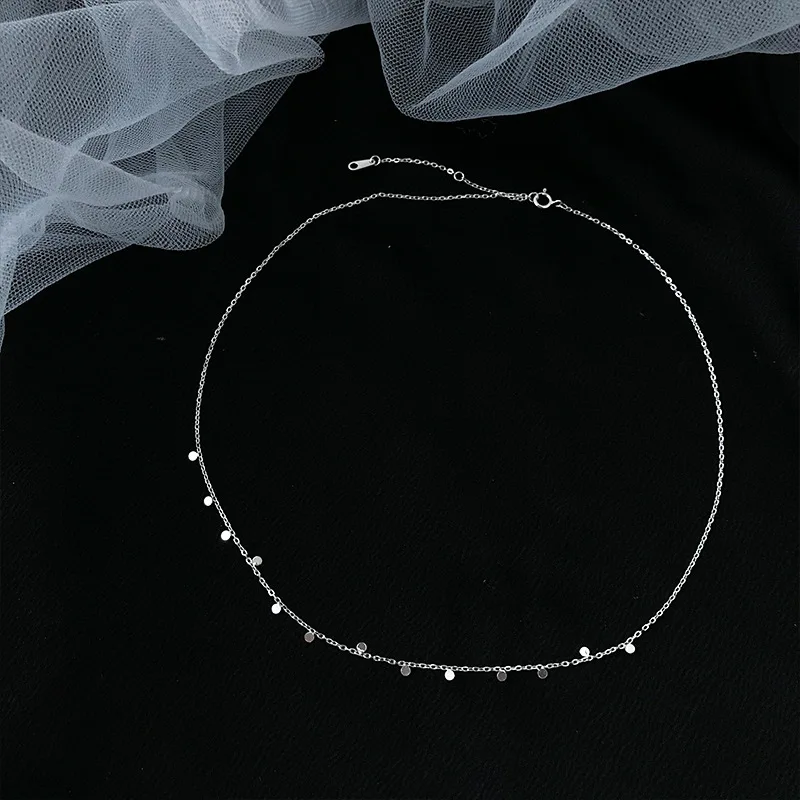 LIVVY  Silver Color Round Bead Discs Clavicle Chain Choker Necklace New Elegant Fashion Party Jewelry