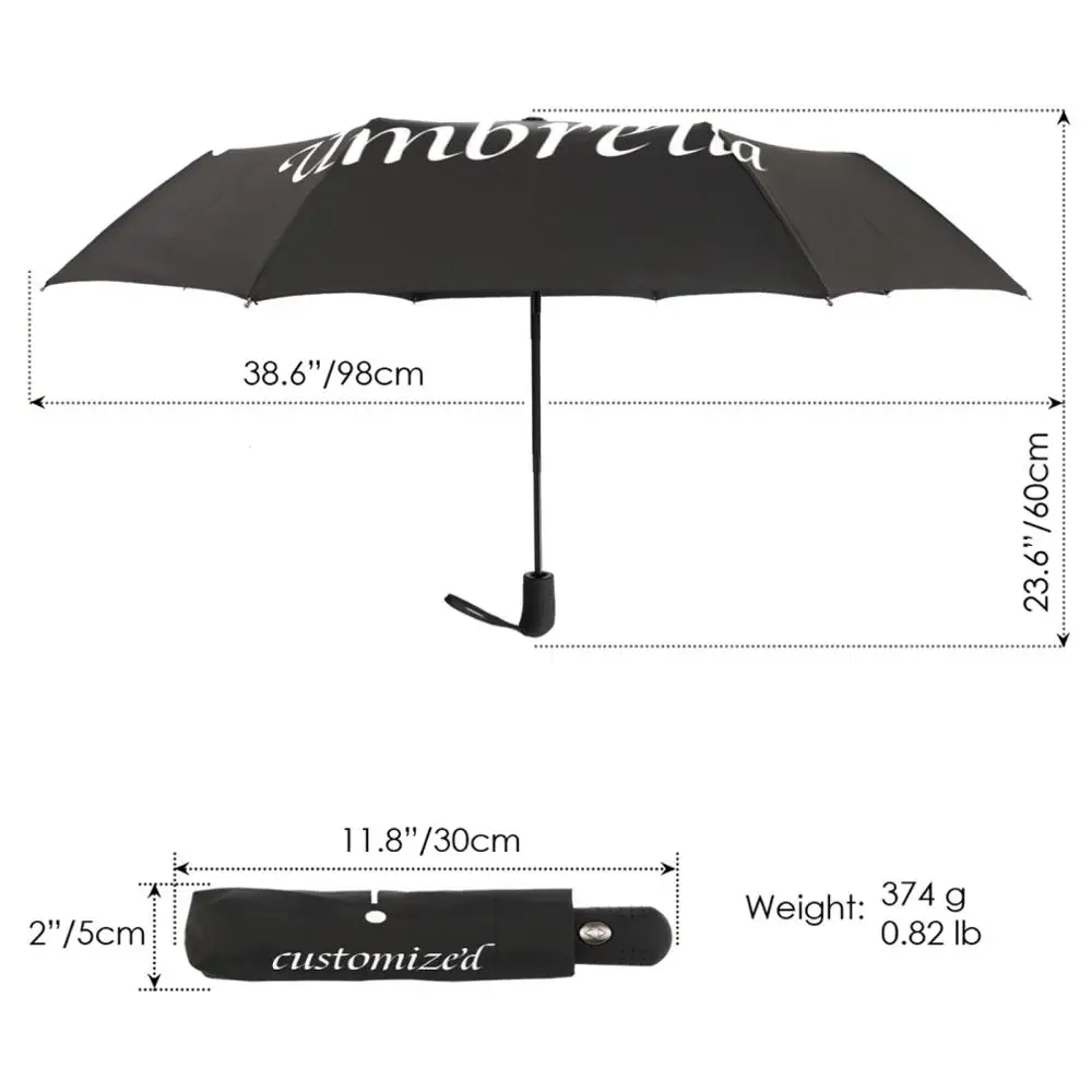 Personalized Automatic Umbrella Rain Women Three Folding Umbrellas Windproof Custom Design Umbrella Female Waterproof Parasol