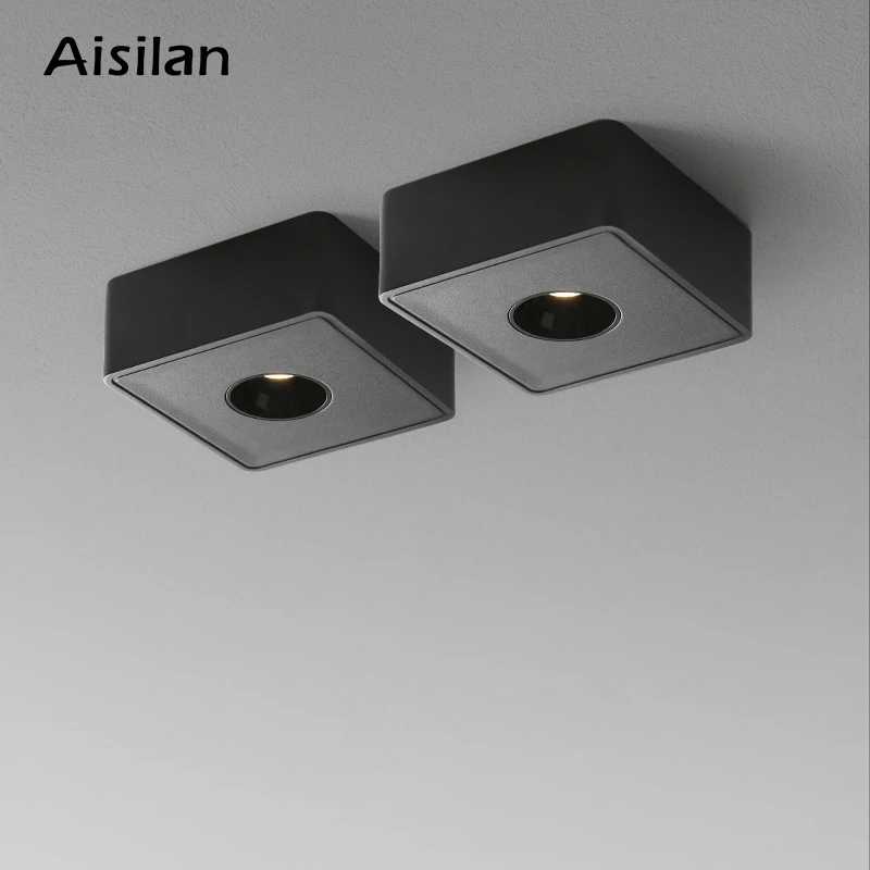 

Aisilan Ultra-thin Led Surface Mounted Ceiling Downlight Anti-glare No Flicker Spot Light for Indoor Foyer Living Room AC90-260V