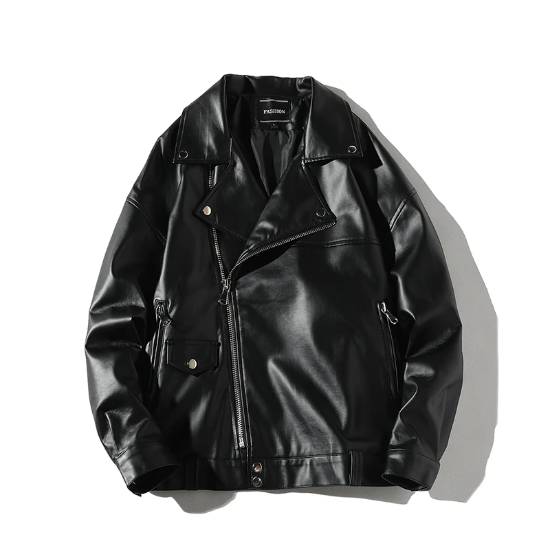 

Nice Spring Mens Leather Jacket Men Fashion Motorcycle PU Leather Coats Male Hip Hop Streetwear Chaqueta Hombre S-3XL