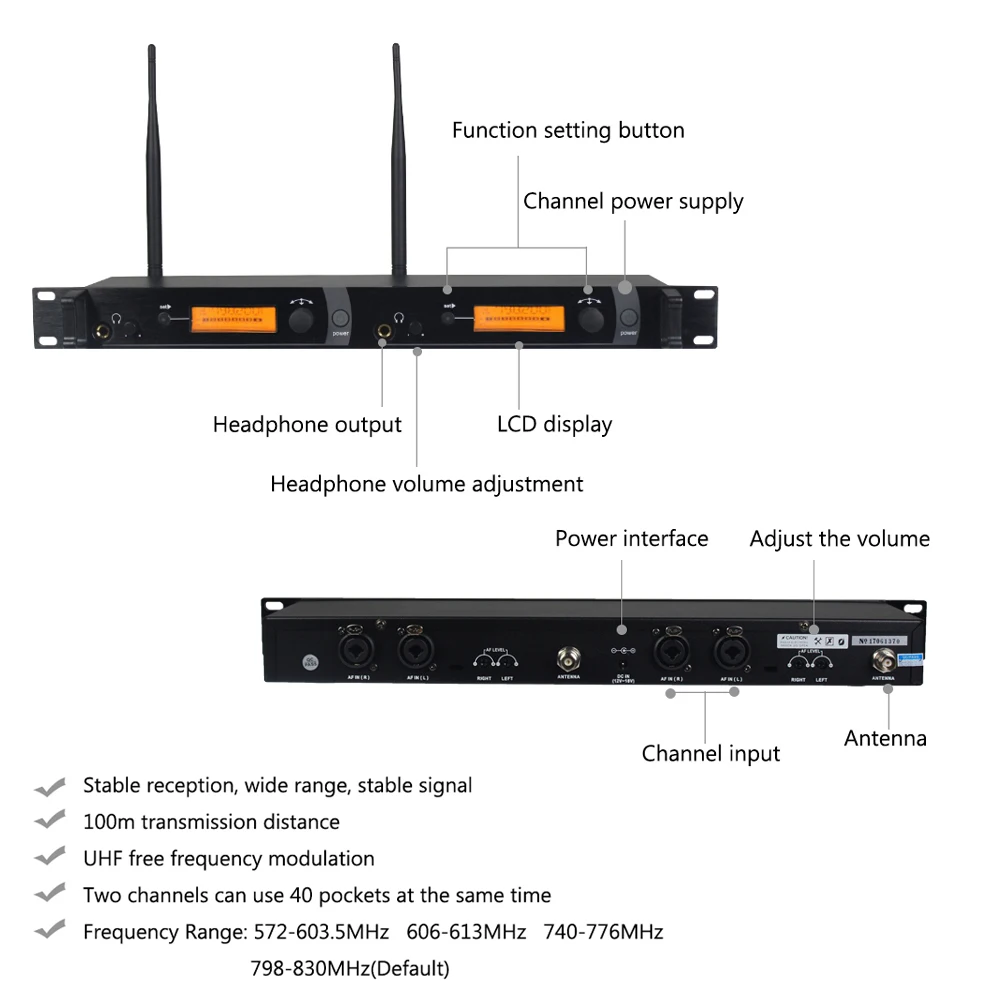 Paulkitson SR2050 профессиональная беспроводная система ушного монитора, система мониторинга сцены, беспроводной монитор в ухо, комплект УВЧ